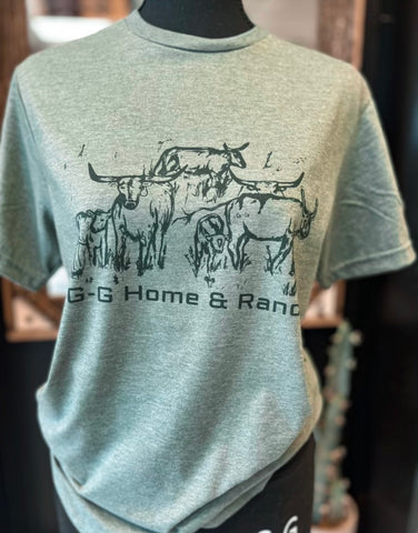 “Cows Around” Heather Green Graphic Tee