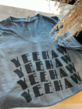 Heather Blue Yee-Haw V-Neck Tee