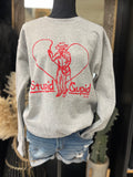 Gray Stupid Cupid Crew Sweater