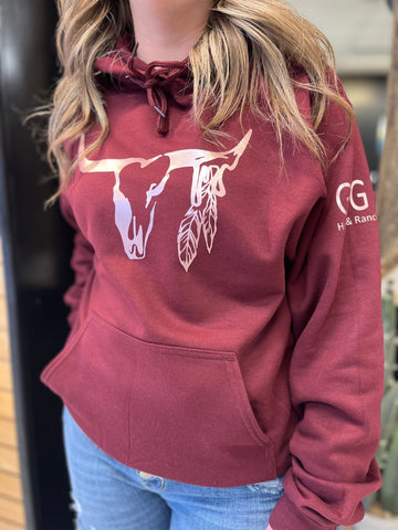 Maroon/Rose Gold Lola Hoody