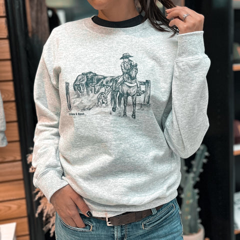 Just Ranchin’ Crewneck Sweater (Ash)