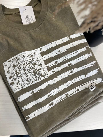 Military Green Flag Graphic Tee