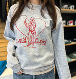 Gray Stupid Cupid Crew Sweater