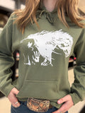 Military Green War Horse Hoody