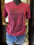 Maroon V-Neck Queen of Hearts Tee
